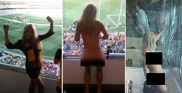 美國名模球賽觀眾席上全裸跳艷舞引轟動(dòng)