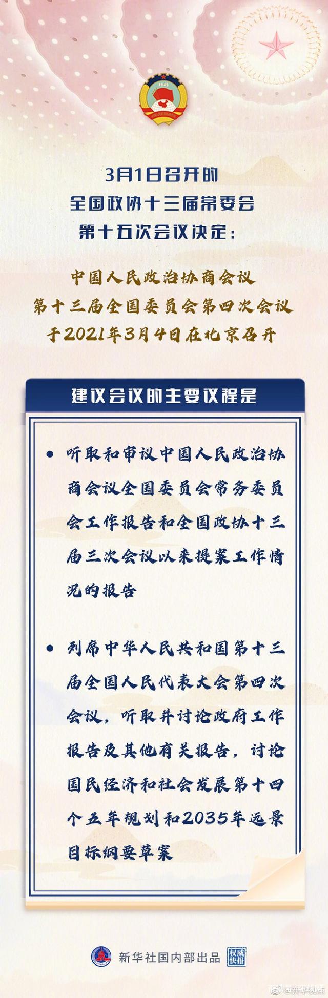 全國政協(xié)會議議程來了!全國政協(xié)會議什么時候召開?在哪里召開?