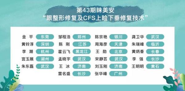 第43期睞美安眼整形修復技術高級培訓班圓滿落幕